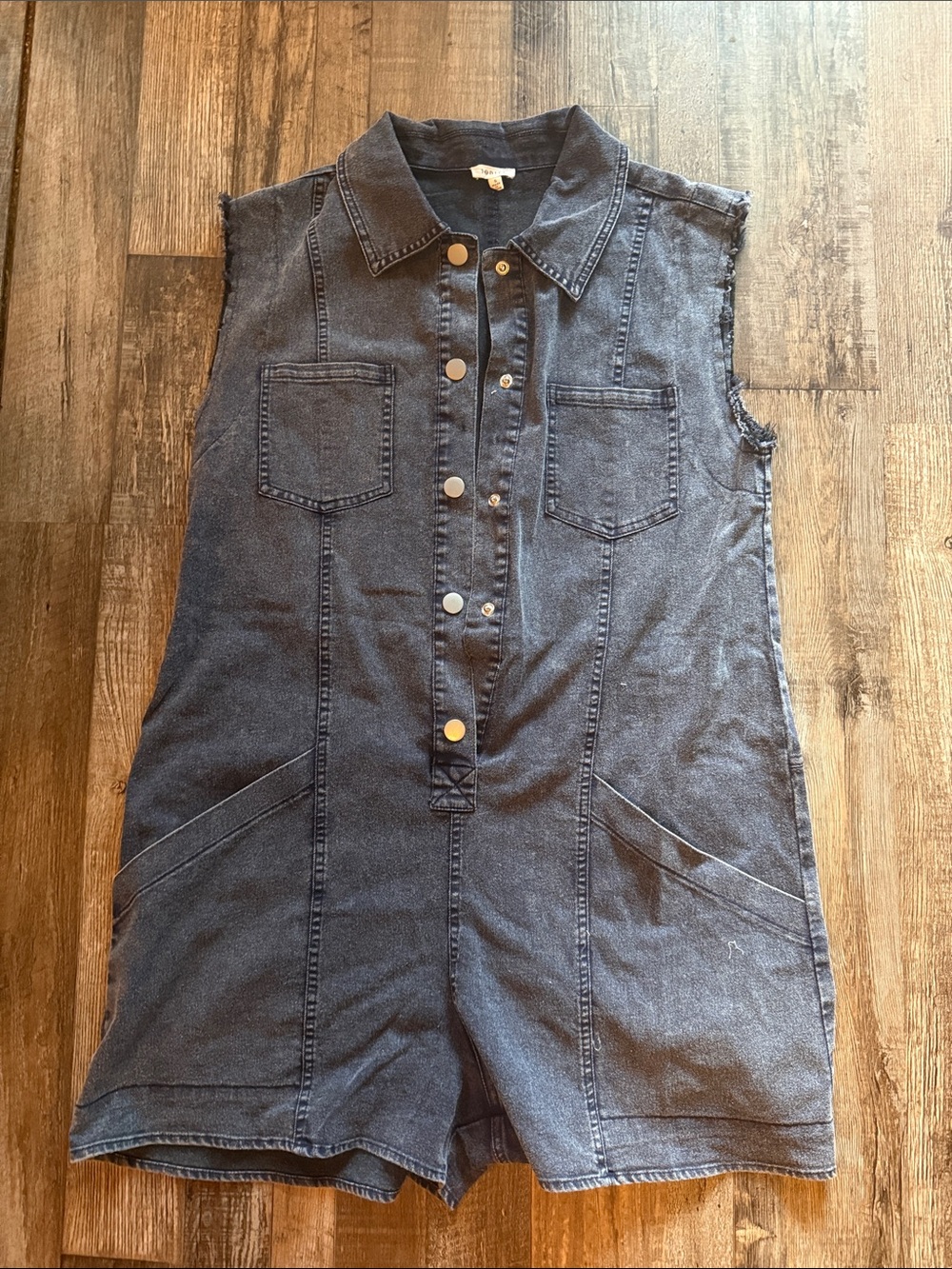JODIFL Sleeveless Dark Blue Denim Romper